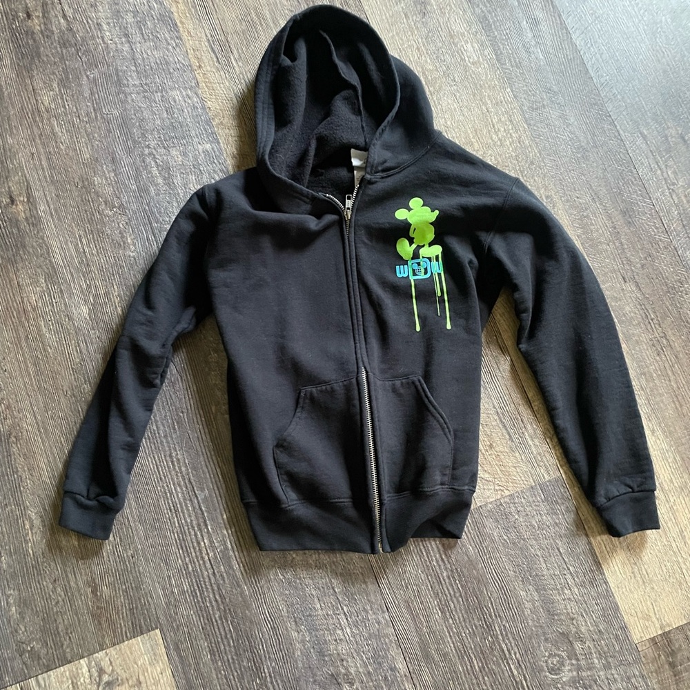 Disney Black Zip-up with Neon Graphics